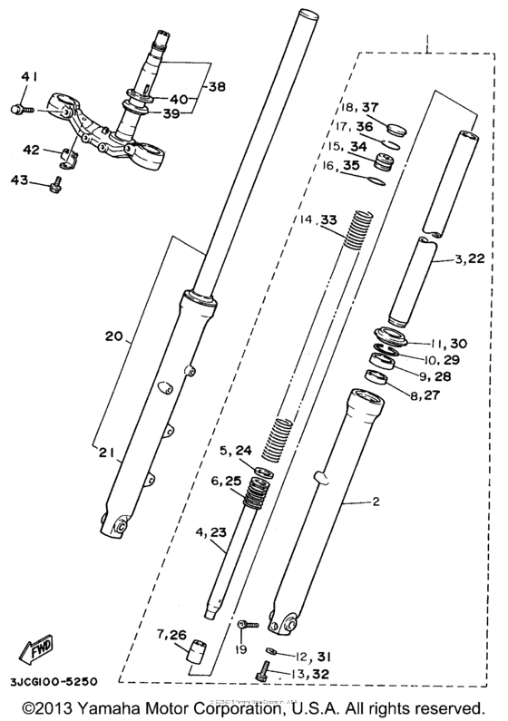 XV535SHC Передняя вилка