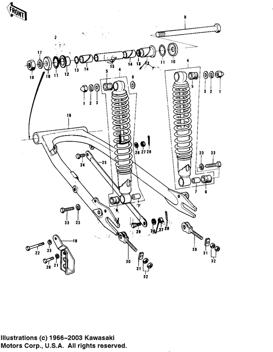 Swing arm/shock absorbers