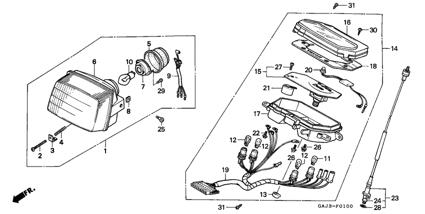 Headlight/meter