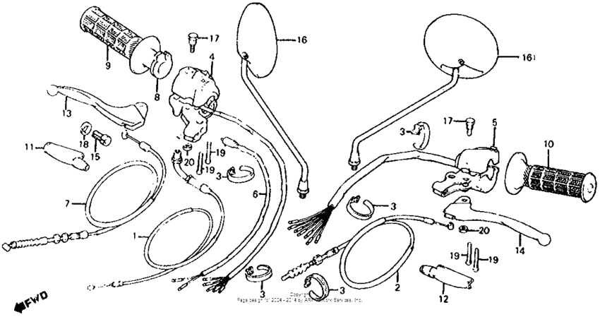Control levers + switches + cables 81-85