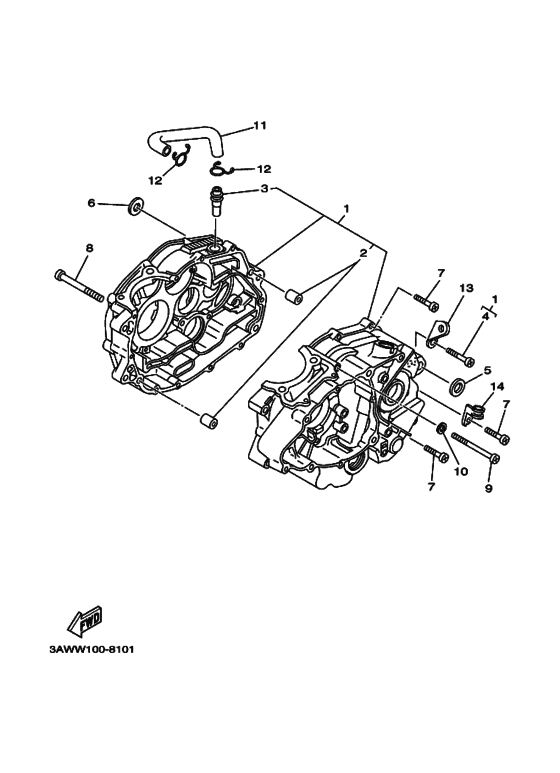 TW200E Картер двигателя