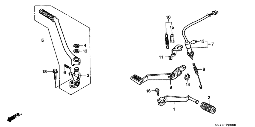 Pedal/kick starter arm