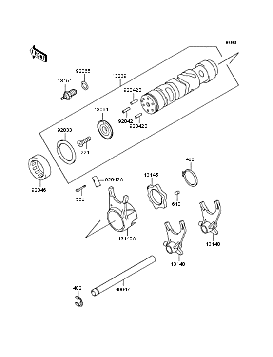 Gear change drum & forks