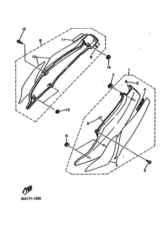 FZR1000 FZR1000B Боковая крышка
