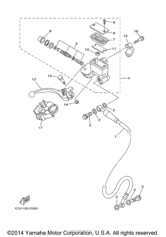 YZ250V Главный тормозной цилиндр