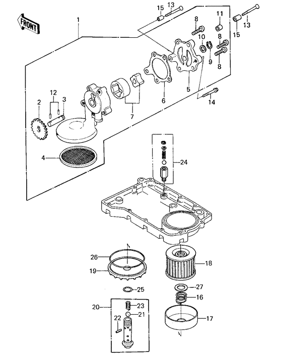 KZ750 Насос масляный  / фильтр масляный