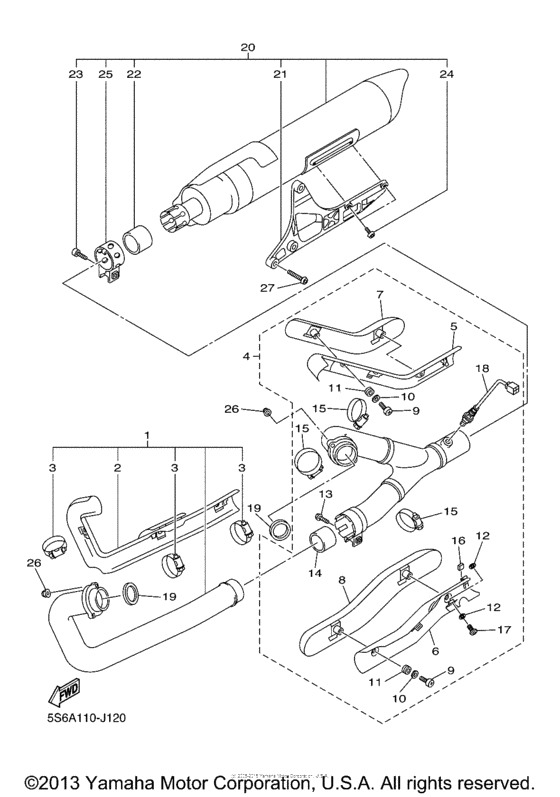 XVS1300A Выхлопная система