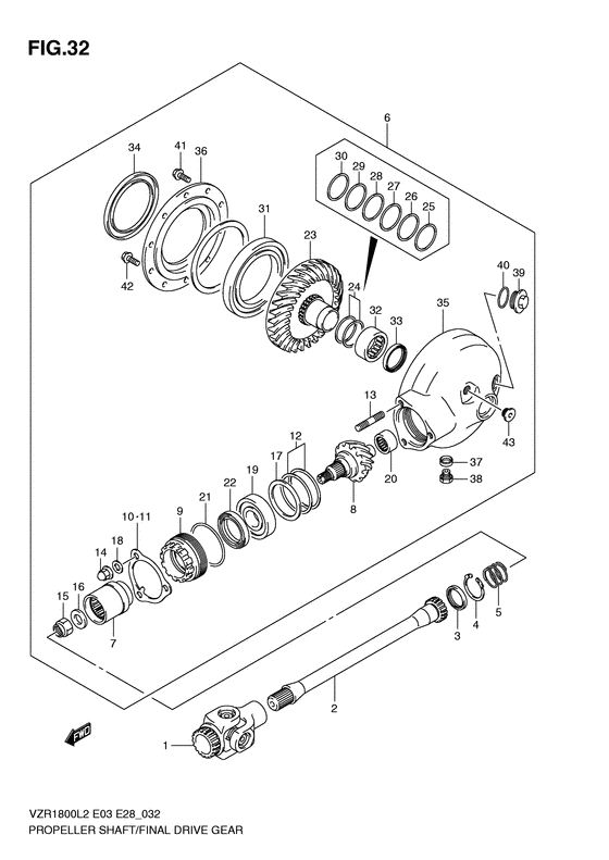 Propeller shaft/final drive gear
