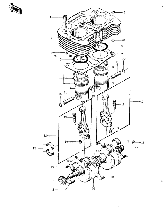 Cylinder/pistons/crankshaft
