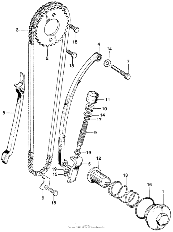 Cam chain tensioner + oil filter screen