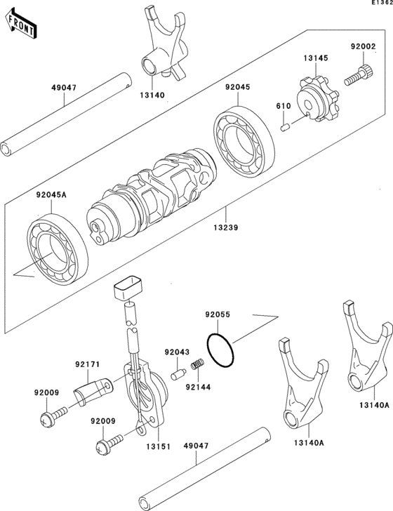 ZX1200 Валы и вилки переключения передач