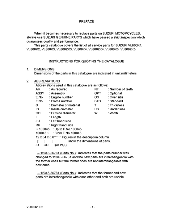 VL800 Catalog preface