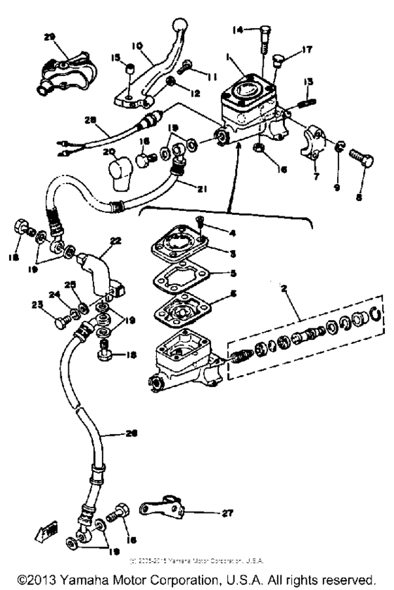 XS650SF Front master cylinder-brake hose