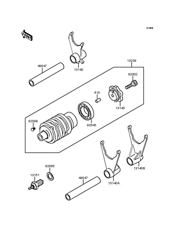 ZX400 Gear change drum & forks