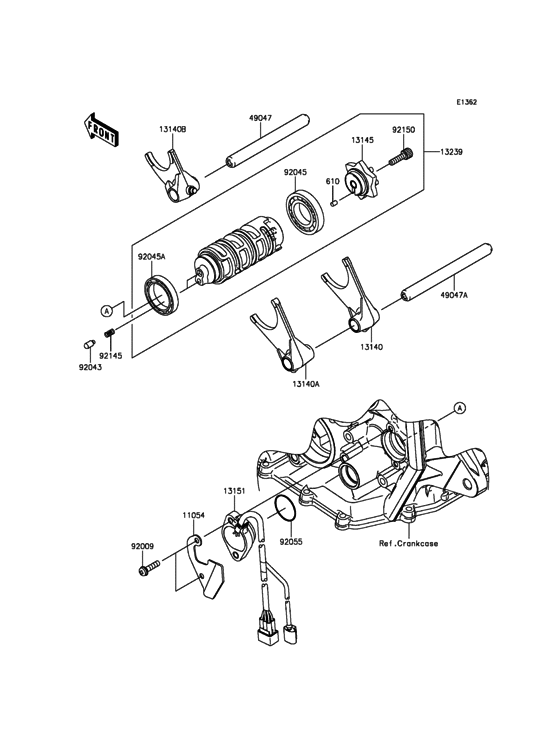 ZX636 Валы и вилки переключения передач