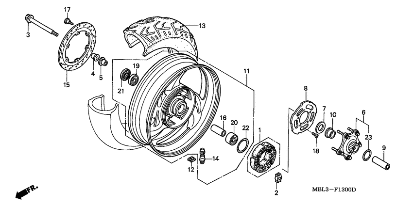 Rear wheel complete assy