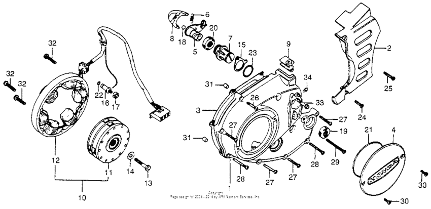 Left crankcase cover + alternator