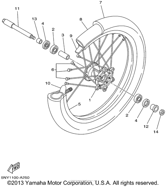 YZ250P Переднее колесо