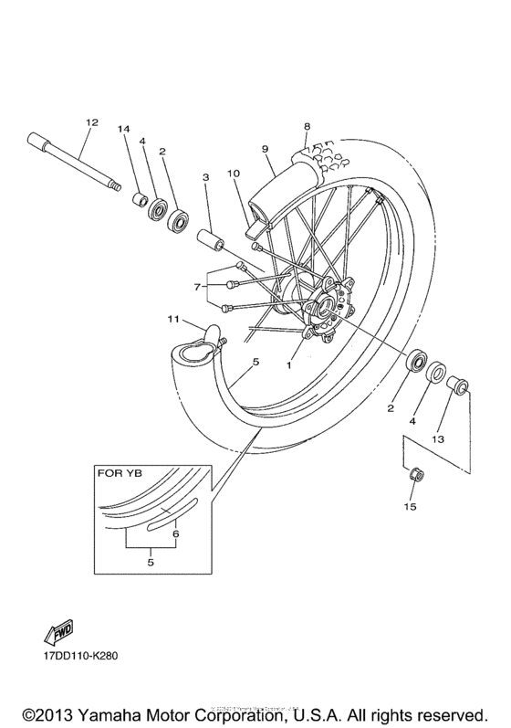 YZ250FAB Переднее колесо