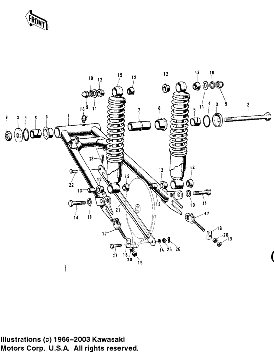 Swing arm/shock absorbers