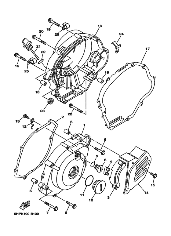 TTR125E Crankcase cover ass`y  (v