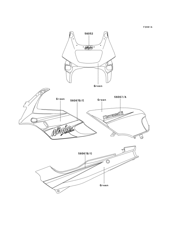 EX500 Decals(green)(d6f)