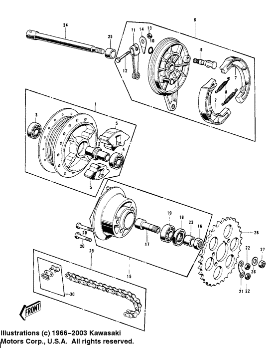 Rear hub/brake/chain