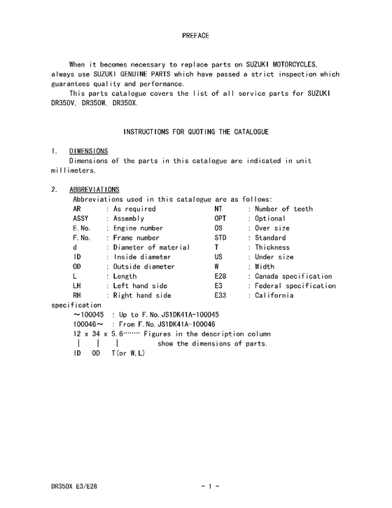 DR350 Catalog preface