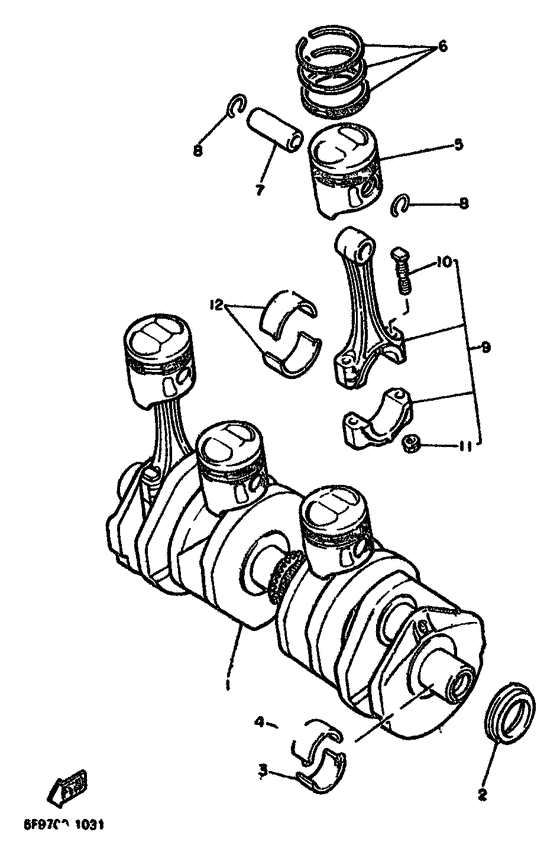 XJ550 Коленчатый вал и поршни