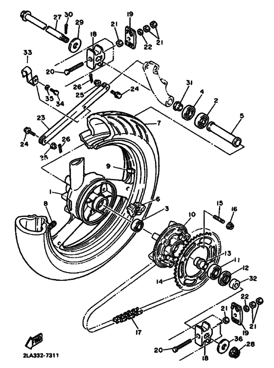 Rear wheel complete assy
