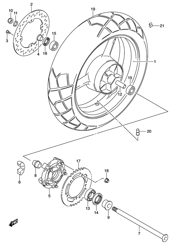 Rear wheel complete assy