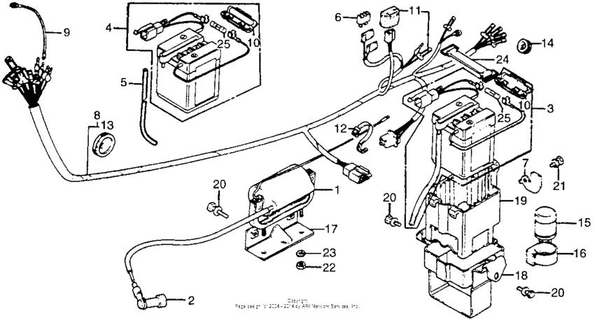 Wire harness + ignition coil + battery