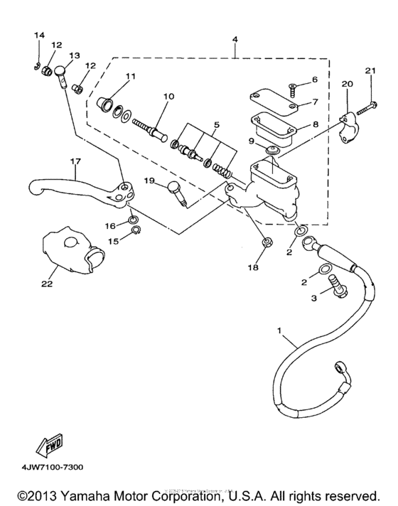 WR250Z Главный тормозной цилиндр