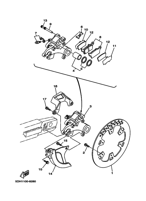 WR250Z Задний суппорт