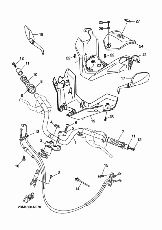 Steering handle & cable