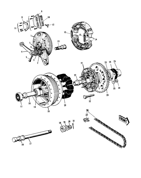 Rear hub/brake/chain