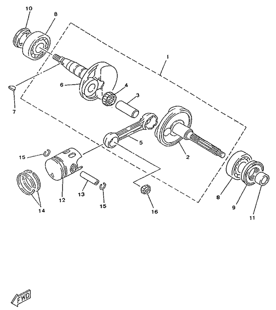 YA50R Коленчатый вал и поршни