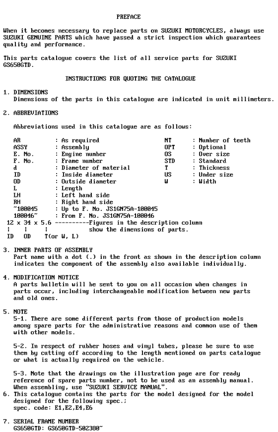 GS650 Catalog preface