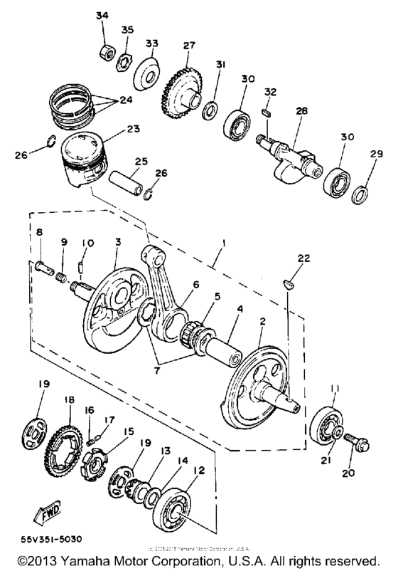XT350WC (CA ED.) Коленвал,поршни