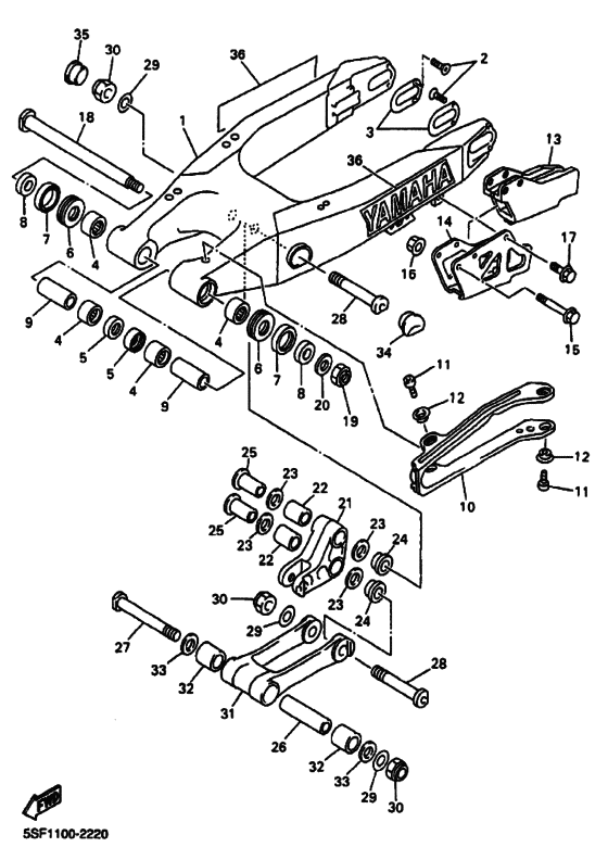 YZ426F YZ426FP Задний рычаг и подвеска