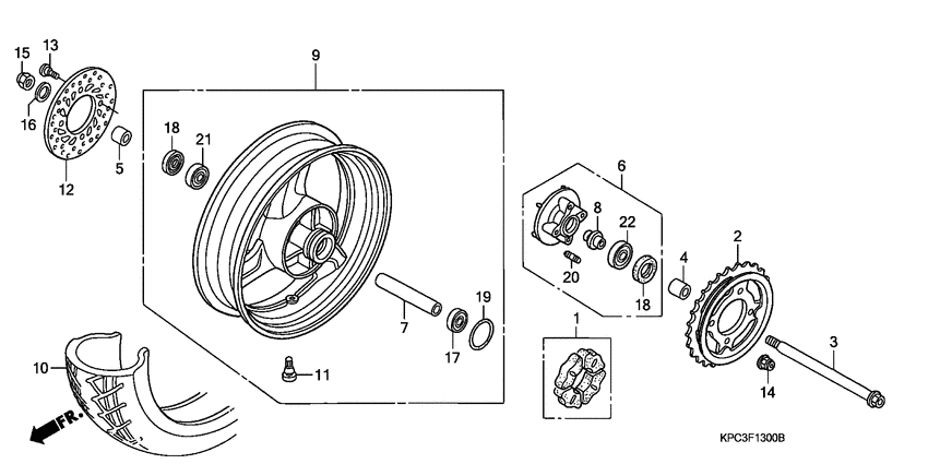 Rear wheel complete assy