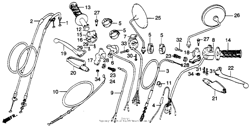 Control levers + cables + switches 79-81
