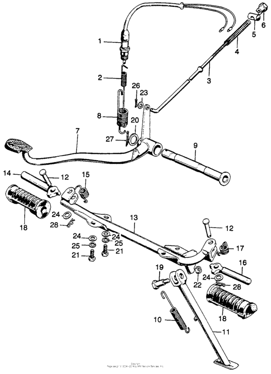 Step bar + side stand + brakepedal