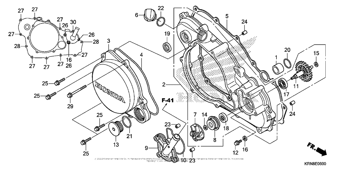 Right Crankcase Cover + Water Pump