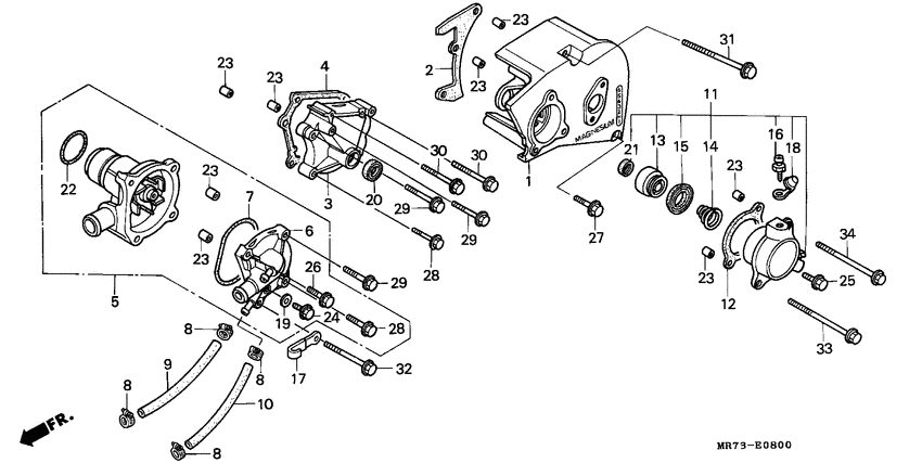 Left crankcase cover/ water pump