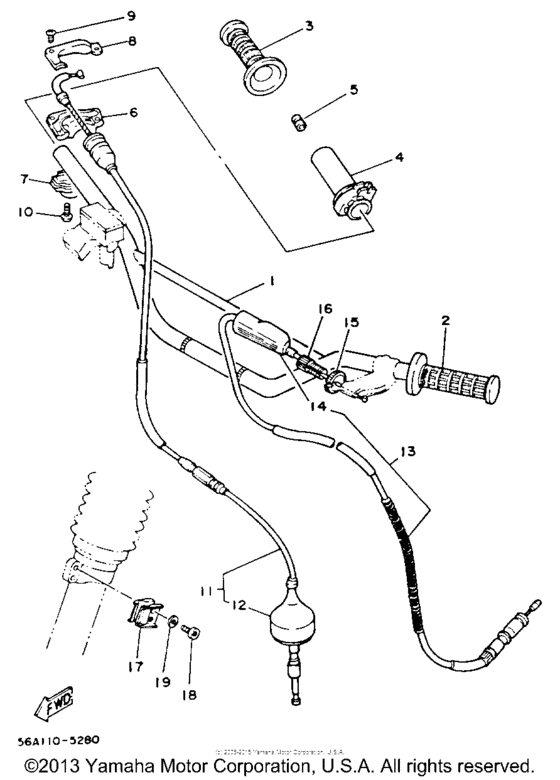 Steering handle-cable