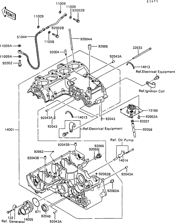 ZX500 Картер двигателя