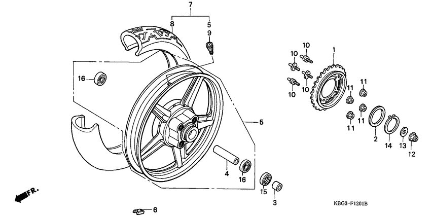 Rear wheel complete assy