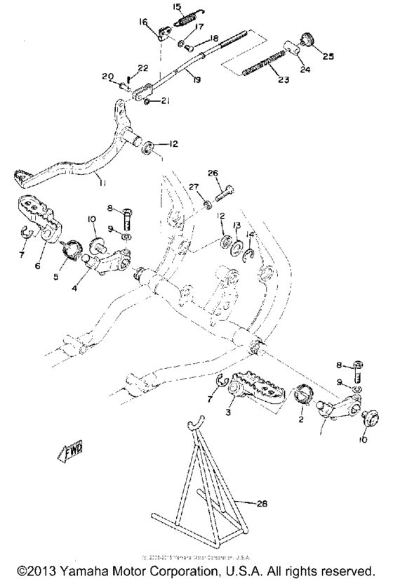 Footrest brake pedal