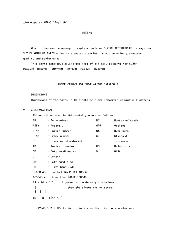 RMX250 Catalog preface